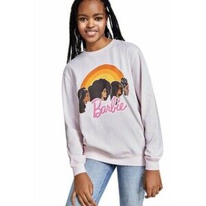 Love tribe Junior's Sweatshirt Pink Size S Pink Barbie a rainbow Graphic